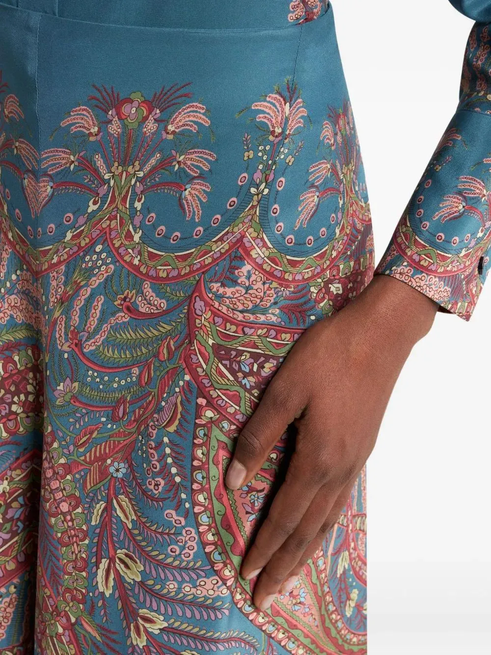 Silk Maxi Skirt With Placed Print