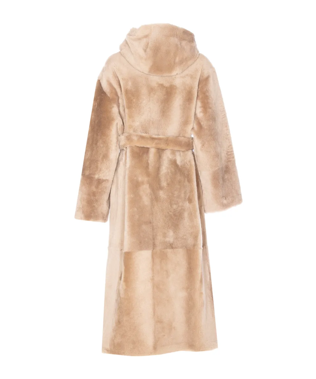 Yves Salomon Belted Hooded Fur Coat