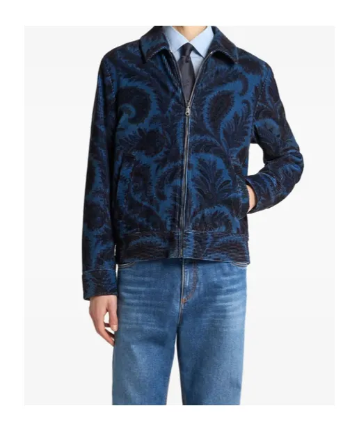 Velvet Bomber Jacket With Print