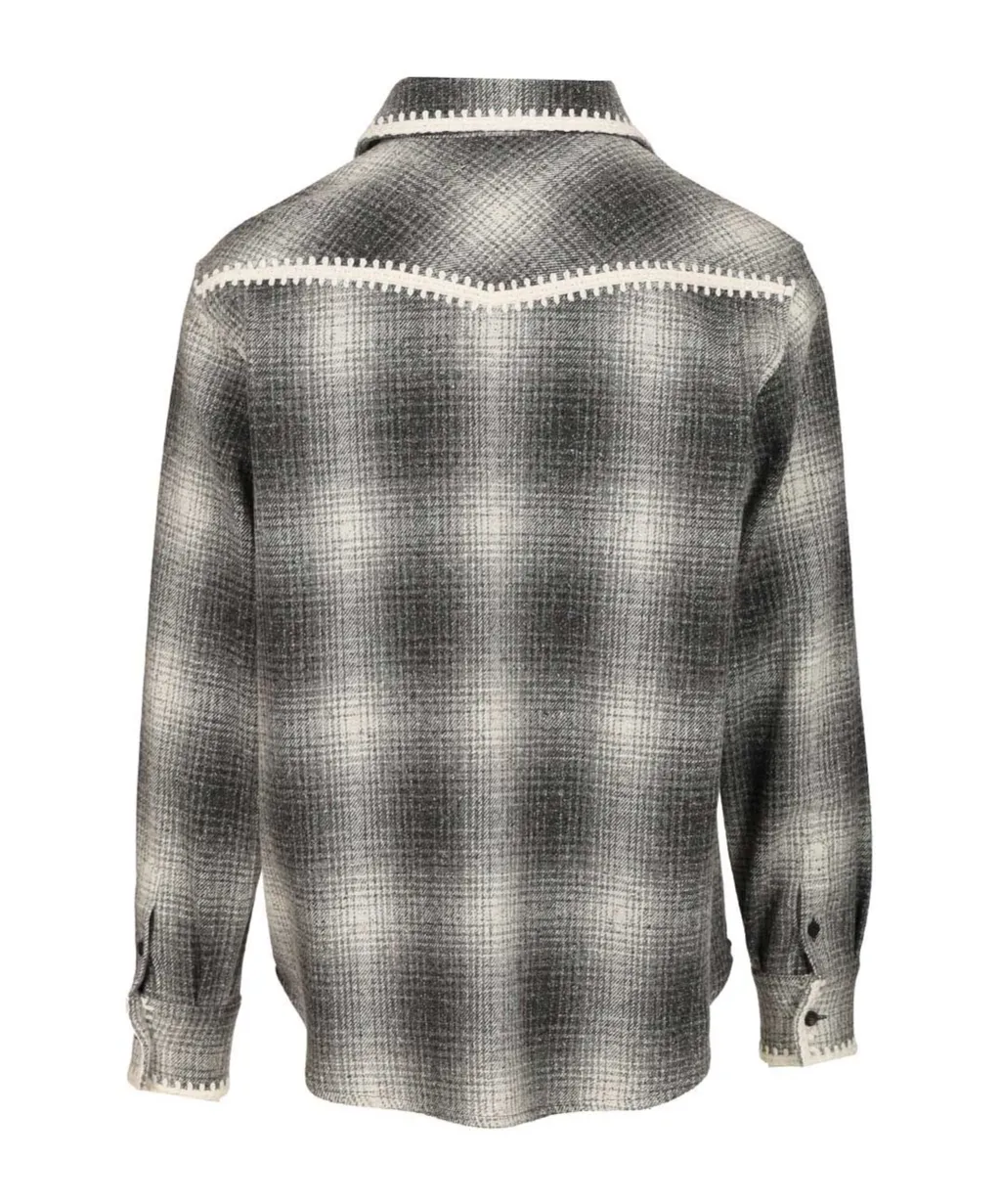 Checked Crochet-Trimmed Shirt Jacket