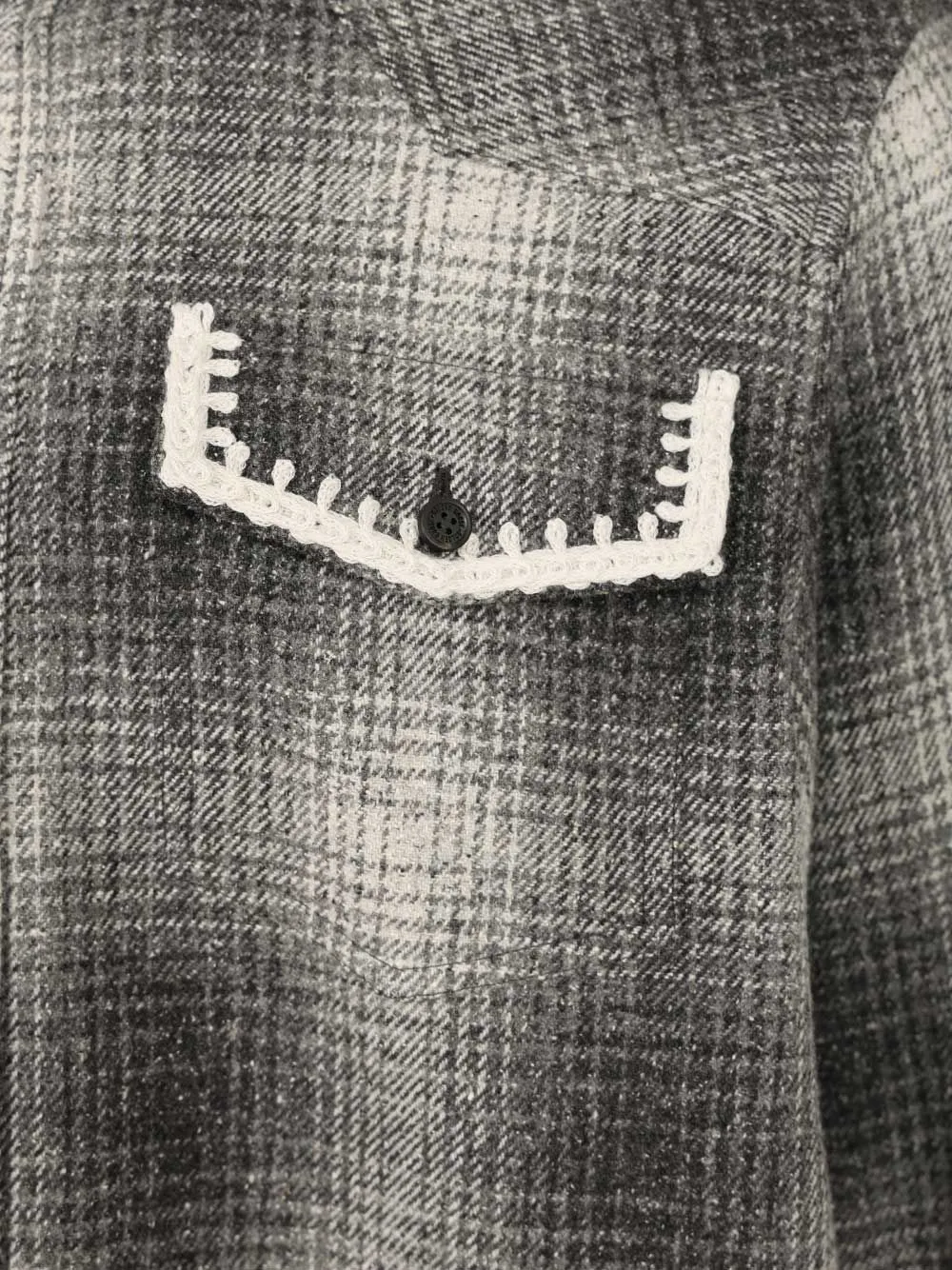 Checked Crochet-Trimmed Shirt Jacket
