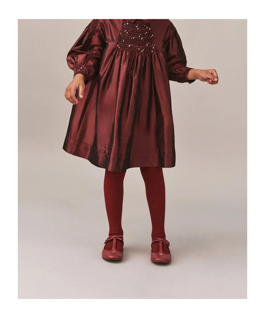 Jeanne Ruffled Embroidered Silk Dress