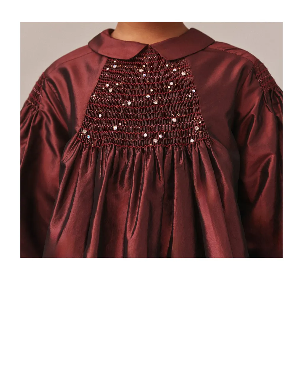 Jeanne Ruffled Embroidered Silk Dress