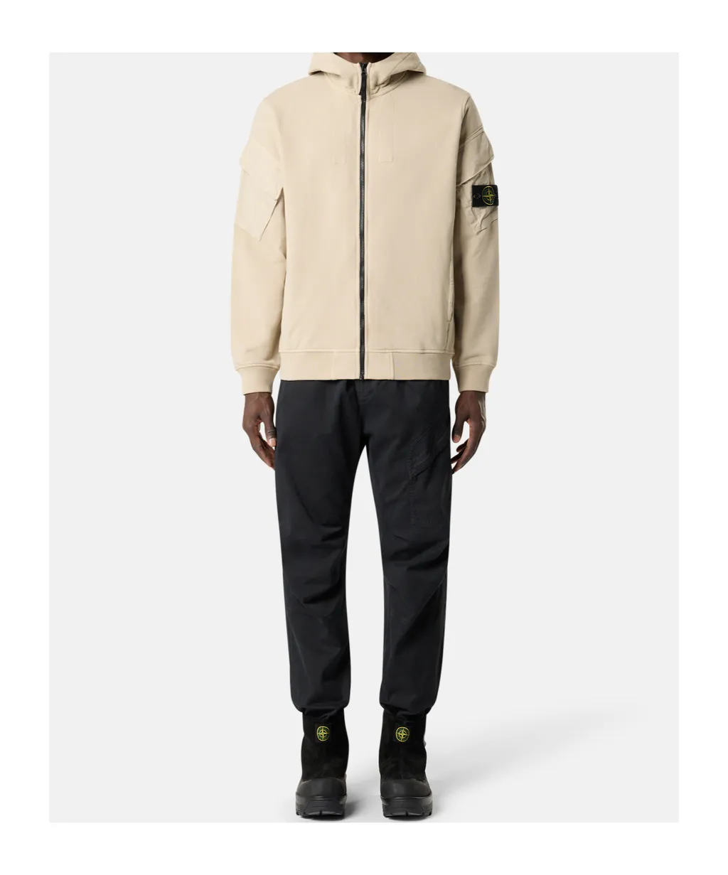 Stone Island Logo Patch Zipped Hoodie
