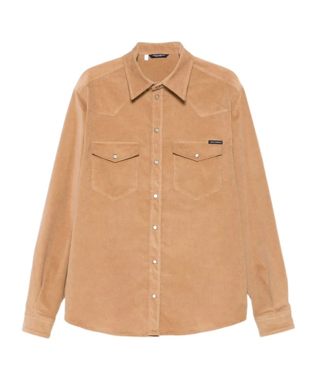 Corduroy Button-Fastening Shirt Jacket
