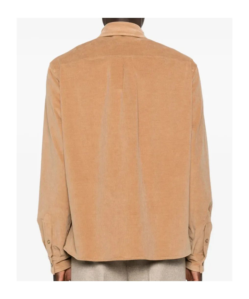 Corduroy Button-Fastening Shirt Jacket