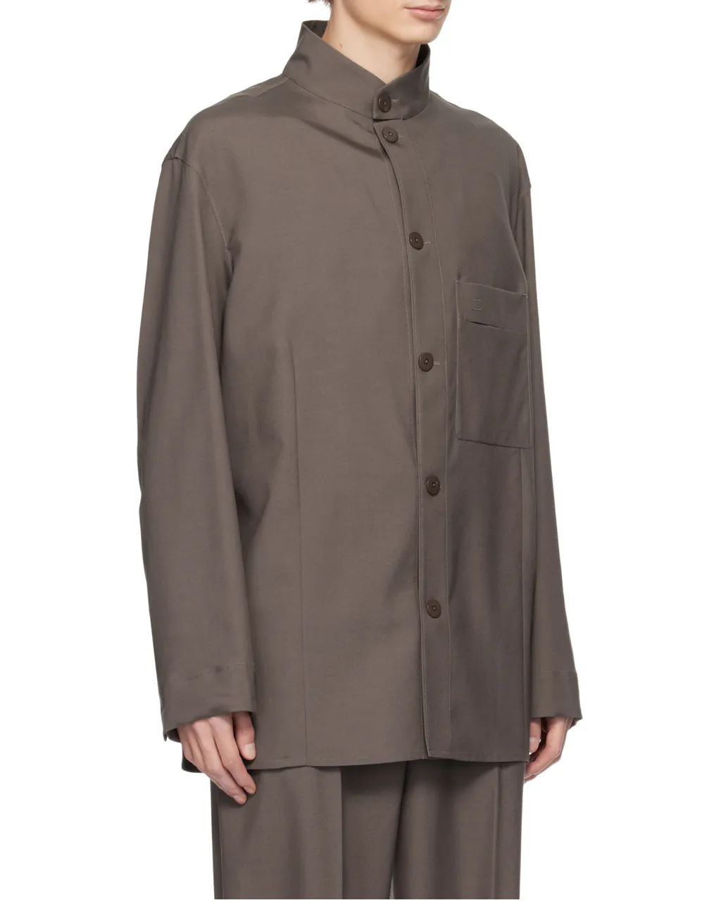 Dark Taupe Silk And Wool Overshirt