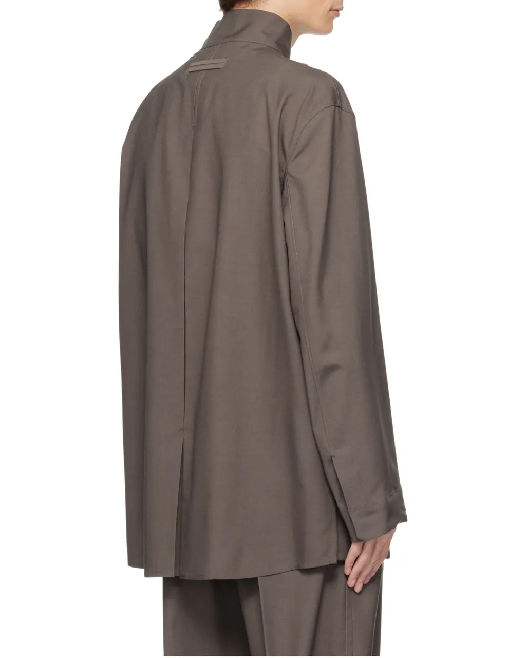 Dark Taupe Silk And Wool Overshirt
