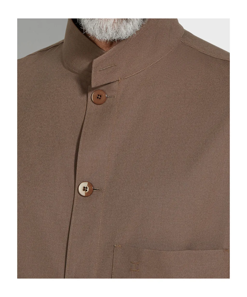 Dark Taupe Silk And Wool Overshirt