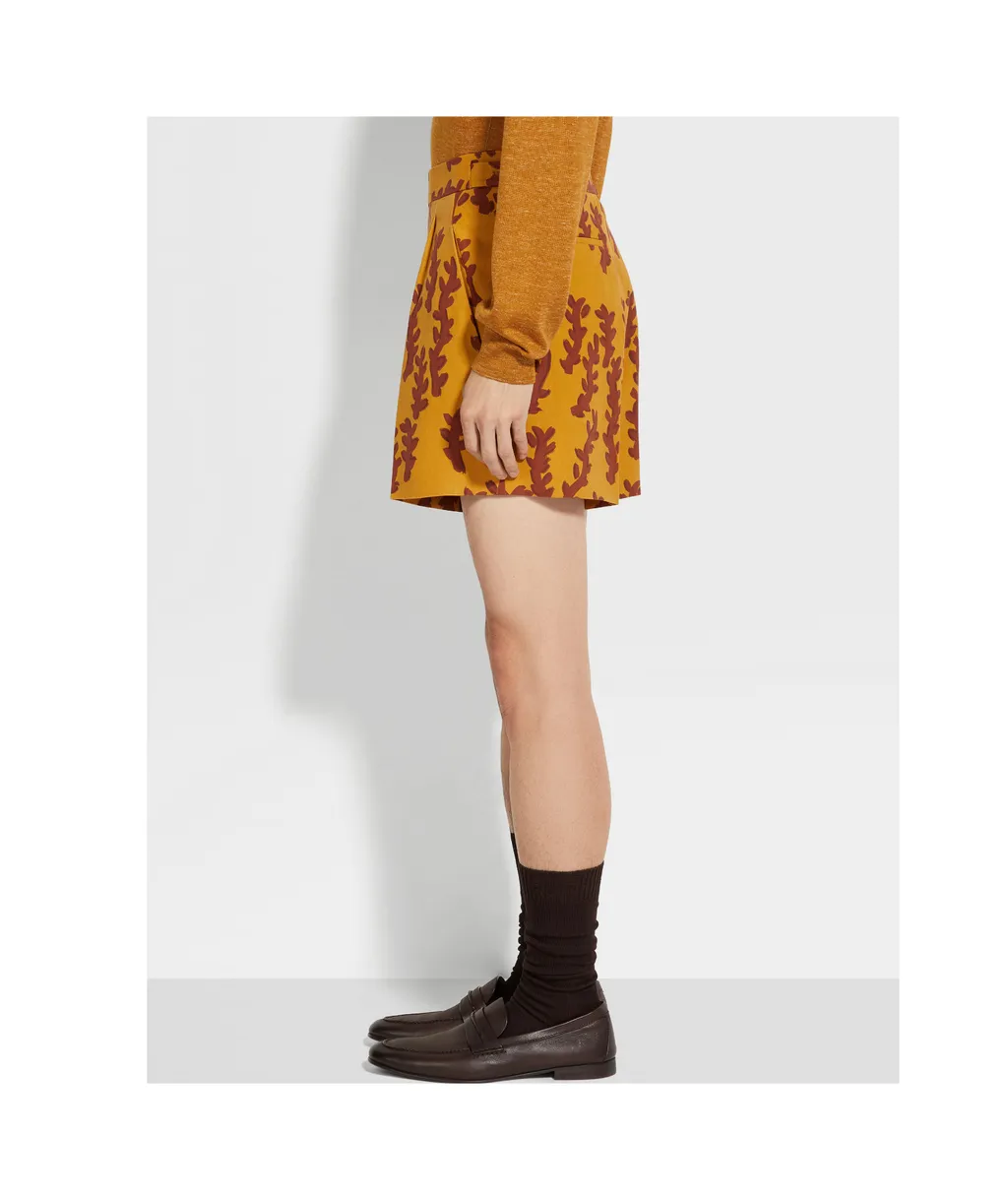 Ochre And Brick Red Oasi Lino Shorts