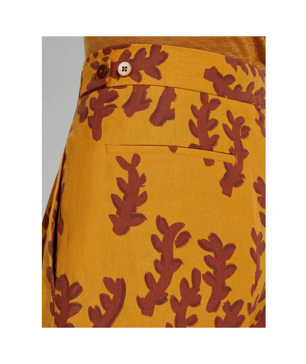 Ochre And Brick Red Oasi Lino Shorts