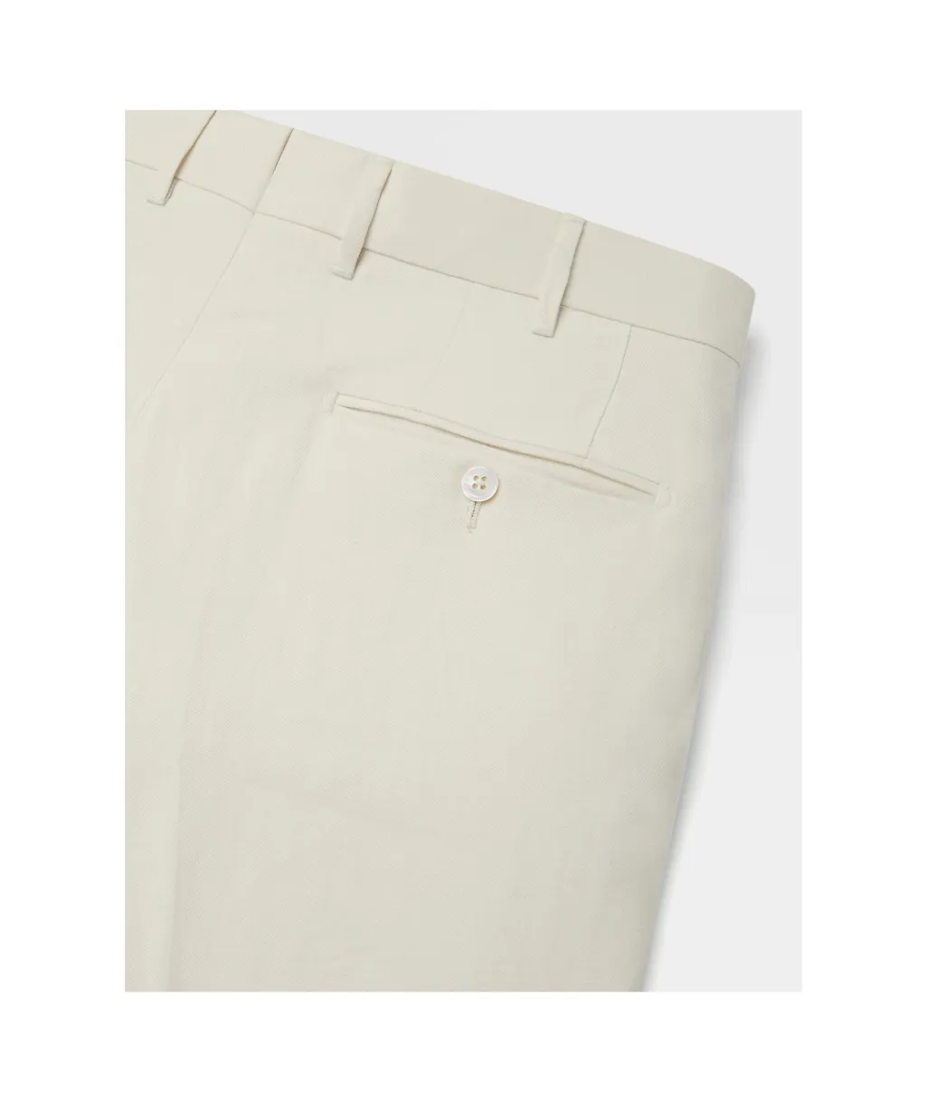 White Oasi Lino Blue Flower Pants