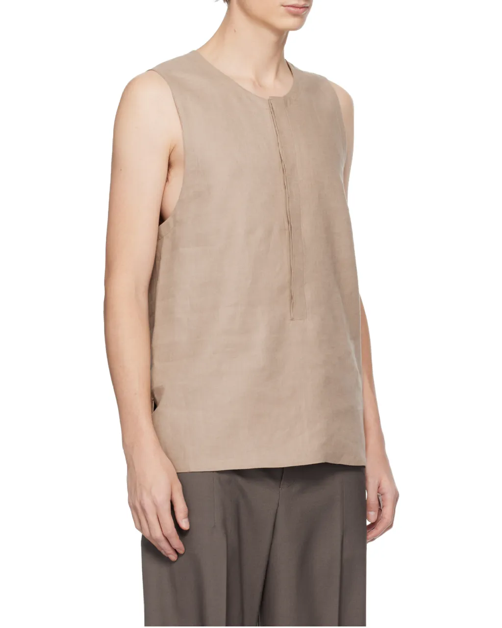 Light Taupe Oasi Lino Tank Shirt