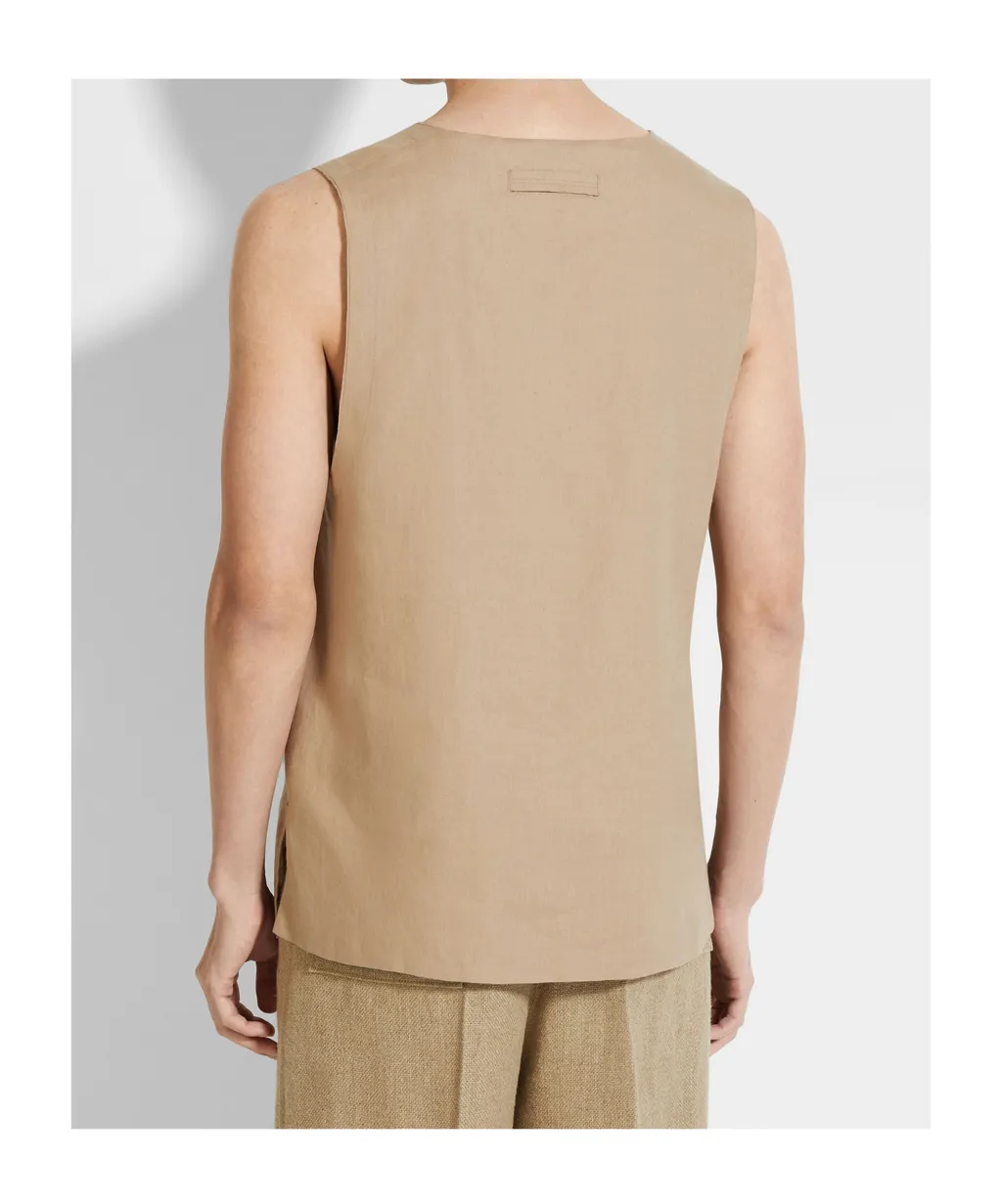 Light Taupe Oasi Lino Tank Shirt