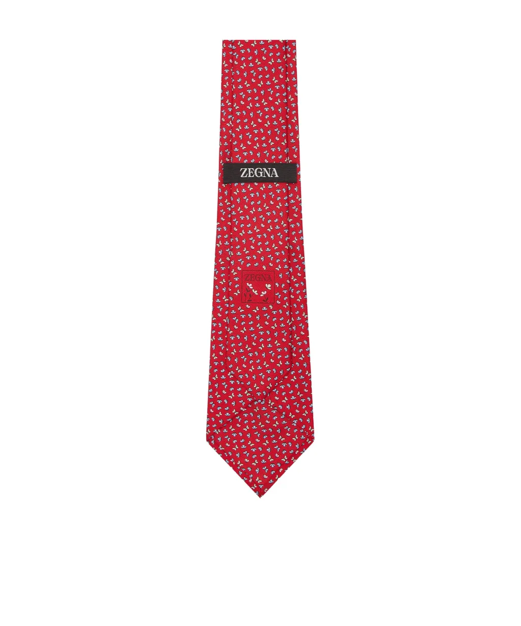 Butterfly-Print Silk Tie