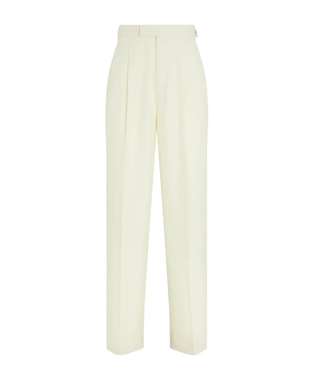 Light Yellow Silk And Wool Pants
