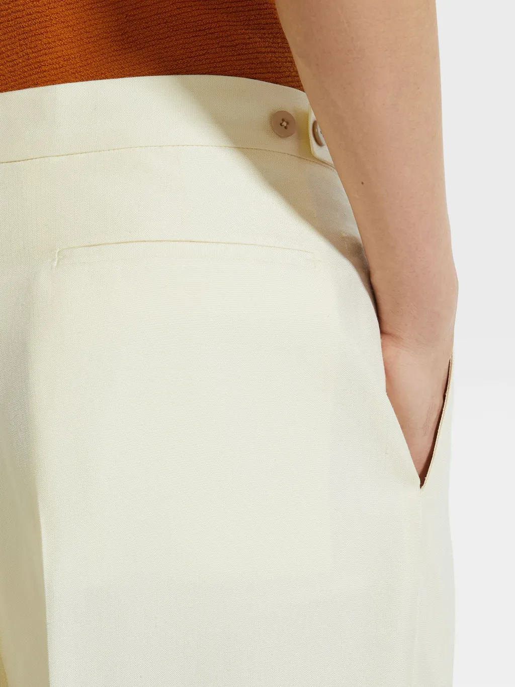 Light Yellow Silk And Wool Pants