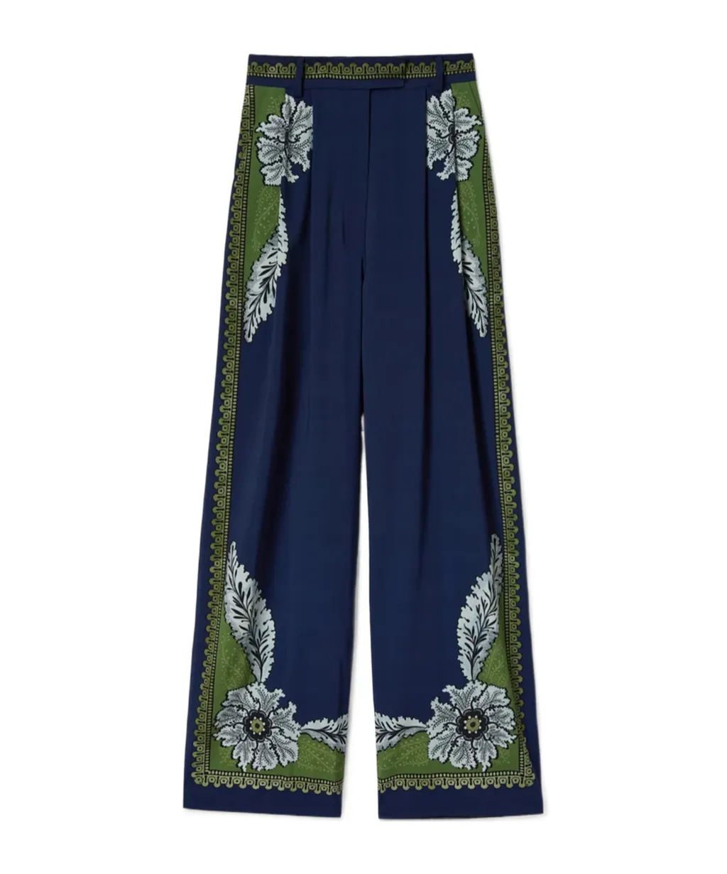 Brooklyn Floral-Print Pleated Trousers