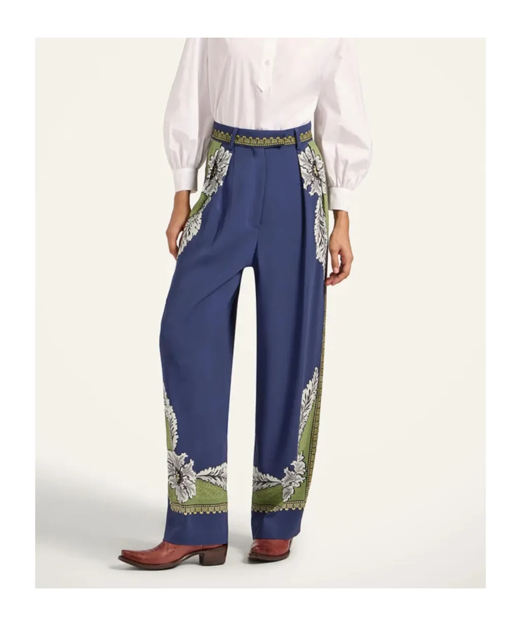Brooklyn Floral-Print Pleated Trousers