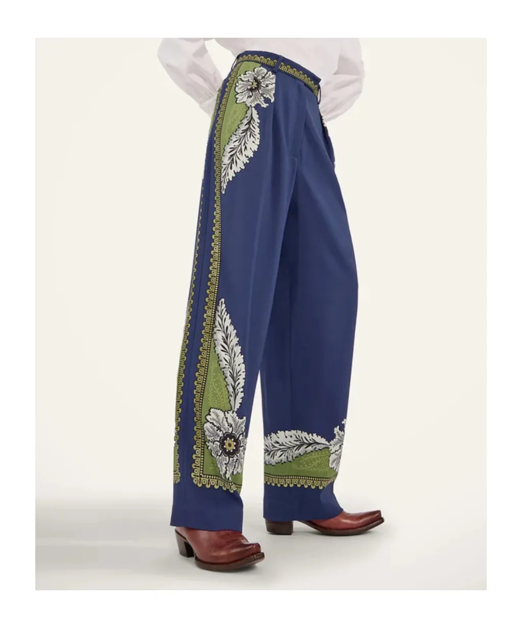 Brooklyn Floral-Print Pleated Trousers