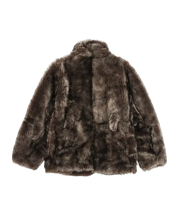 High-Necked Woolen Fur Coat