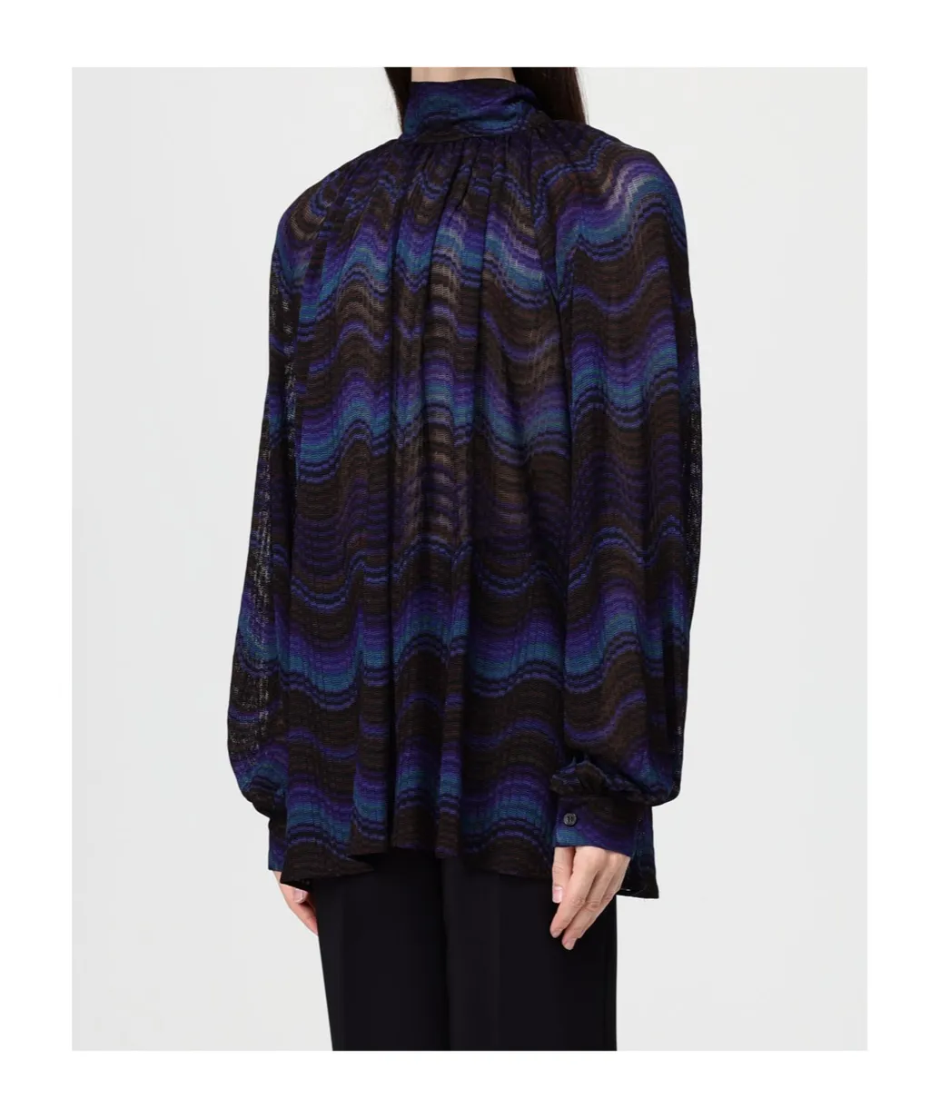 Tie-Neck Patterned Blouse