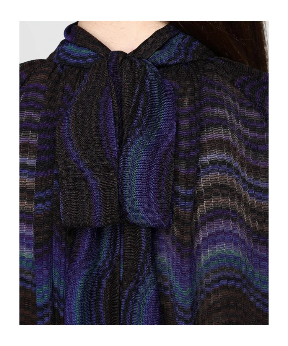 Tie-Neck Patterned Blouse