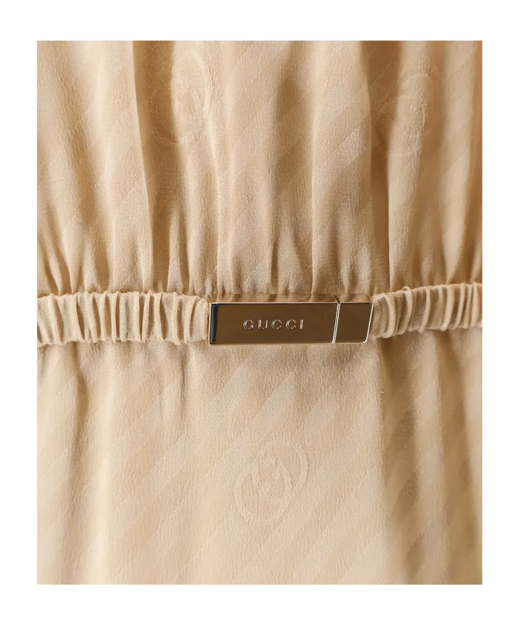 Gucci Tie Neck Jacquard Midi Dress