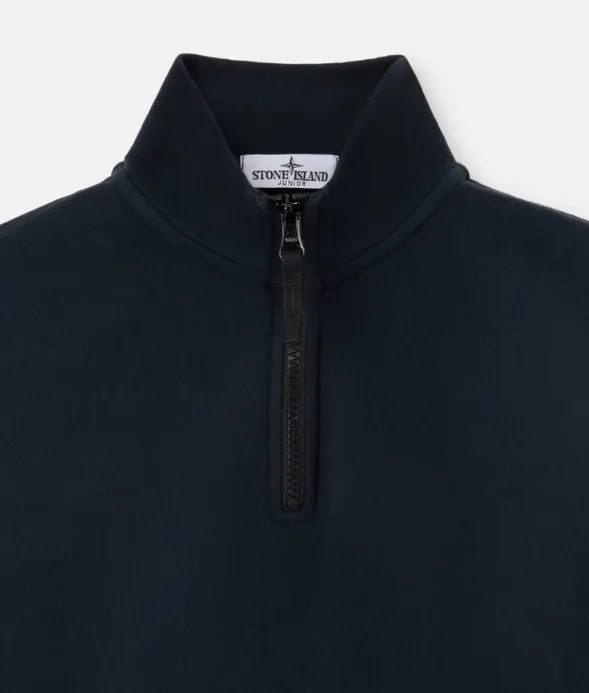Stone Island Junior Logo Patch Half-Zip Sweatshirt