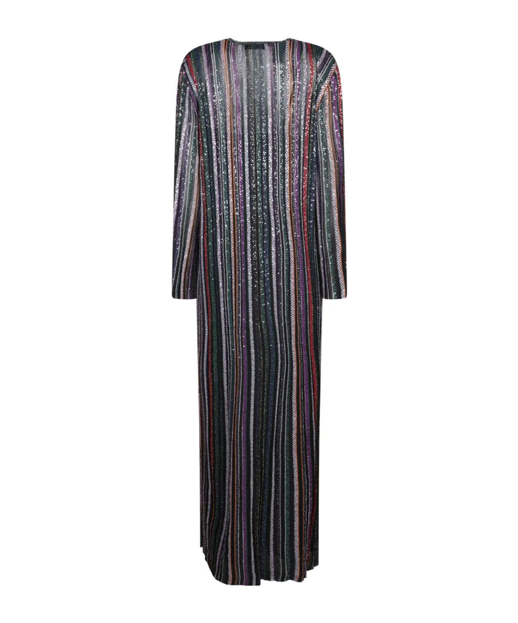 Missoni V-Neck Herringbone Stripe Knit Long Dress