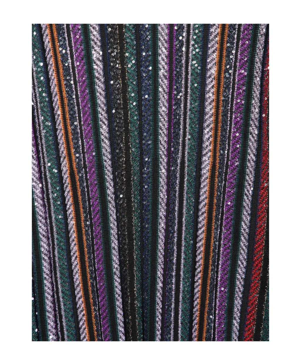 Missoni V-Neck Herringbone Stripe Knit Long Dress