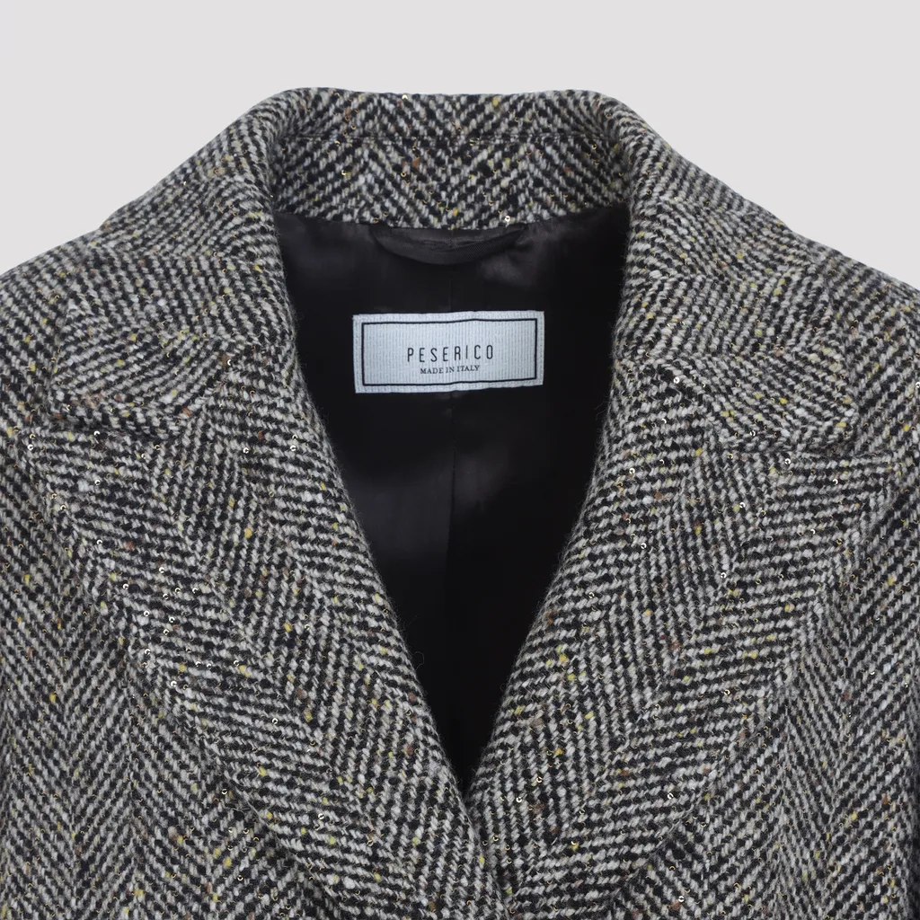 Peserico Herringbone Double-Breasted Blazer