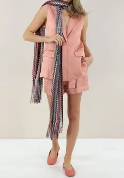 Leaf-Print Single-Breasted Waistcoat