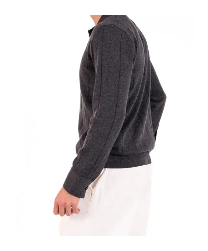 Long-Sleeve Ribbed Polo Shirt