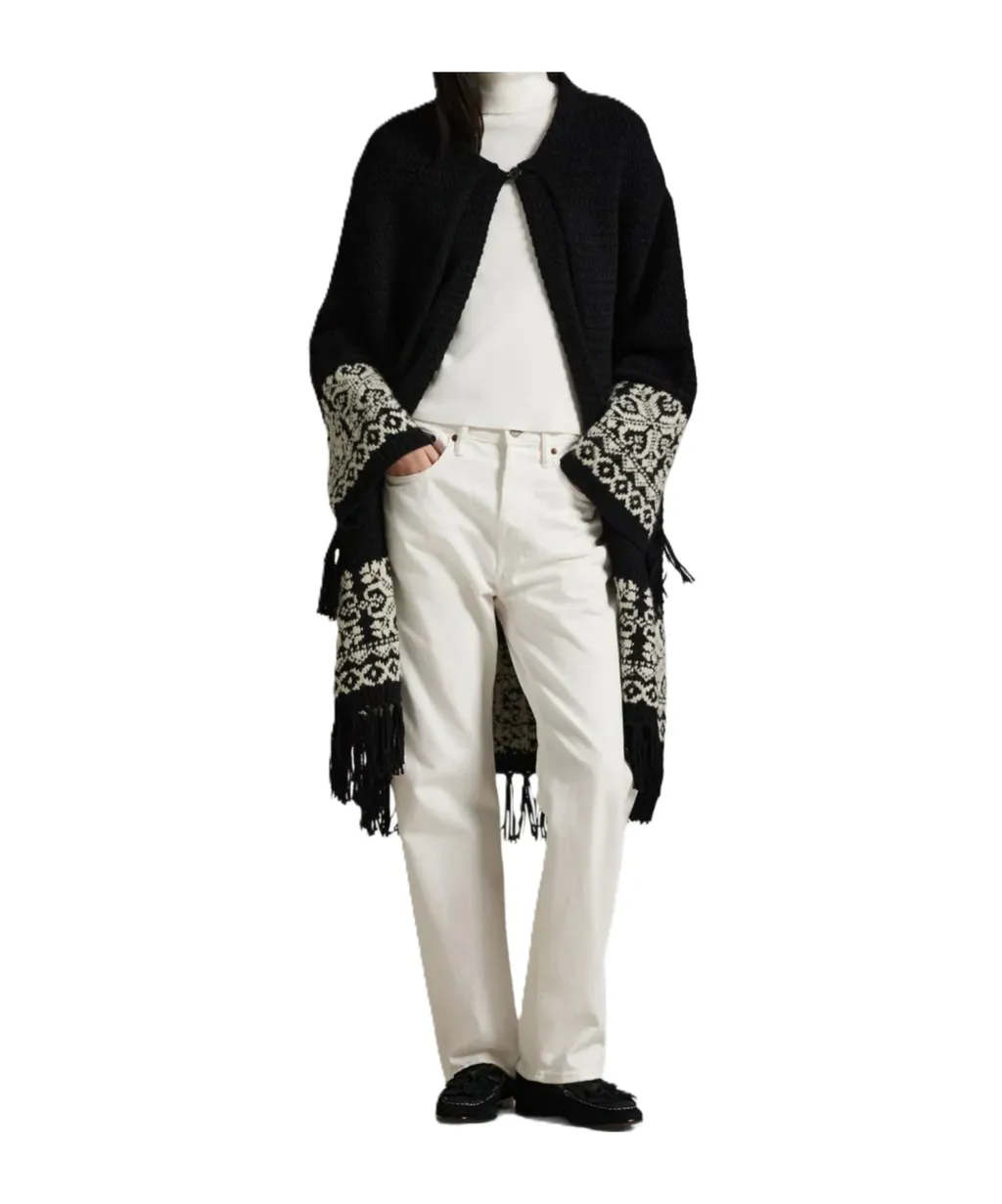 Fairisle-Pattern Fringed Cardigan