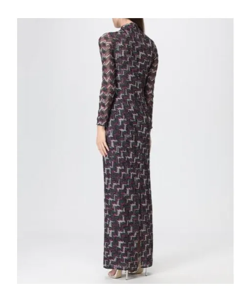 Long-Sleeve Patterned Maxi Dress
