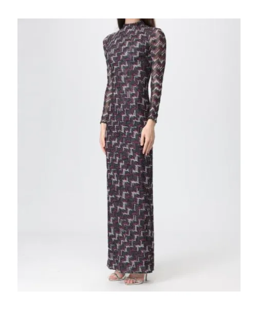 Long-Sleeve Patterned Maxi Dress
