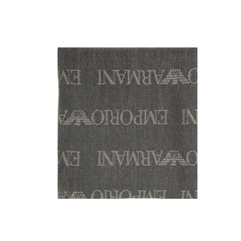 Emporio Armani Logo Patterned Fringed Scarf