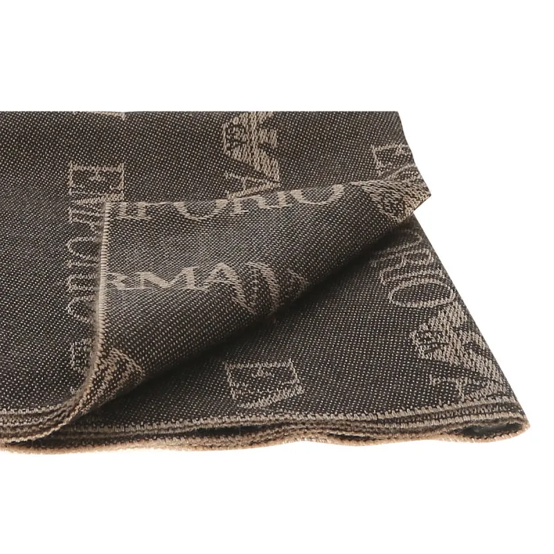 Emporio Armani Logo Patterned Fringed Scarf