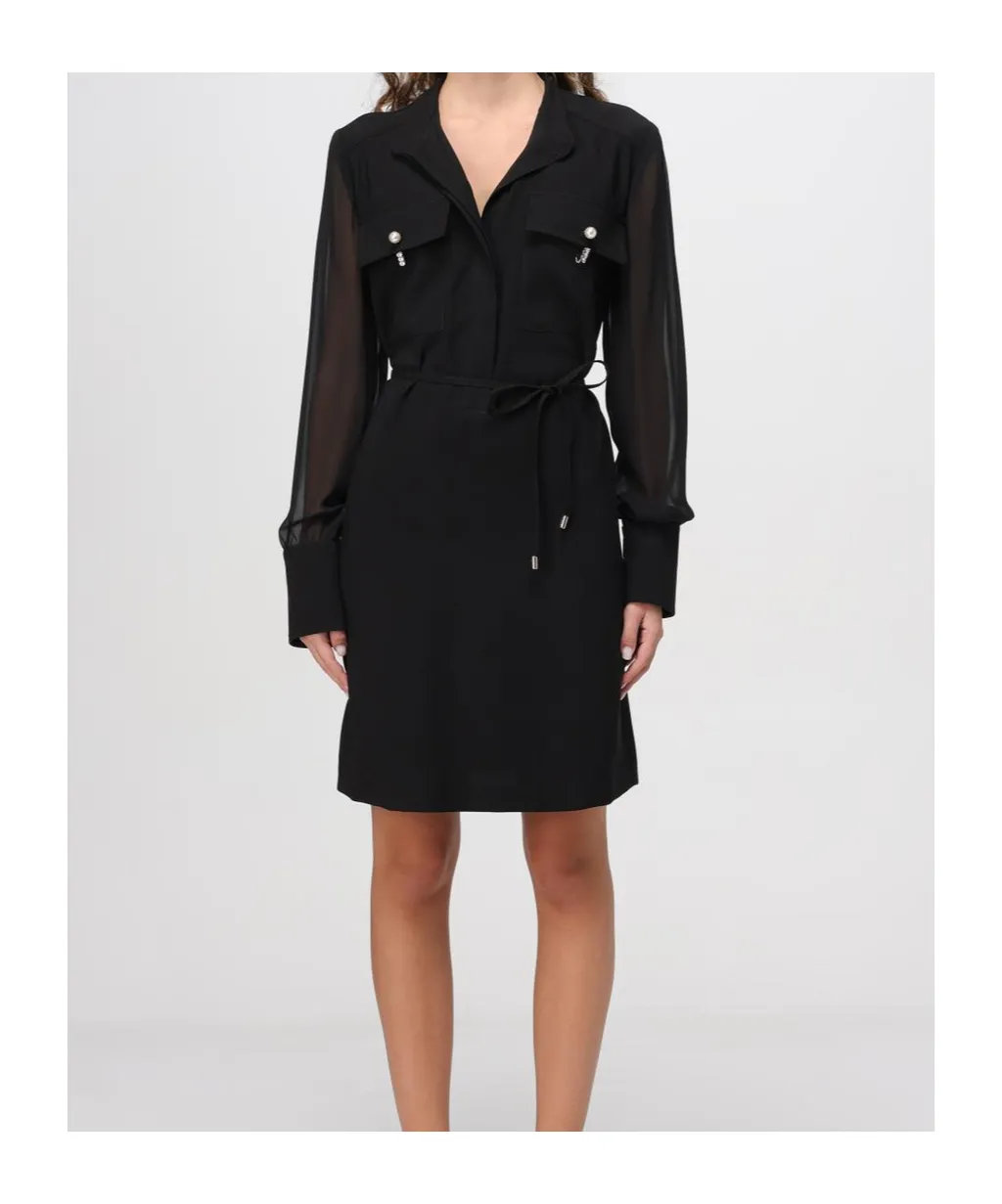 Faux-Pearl Embellished Shirt Dress