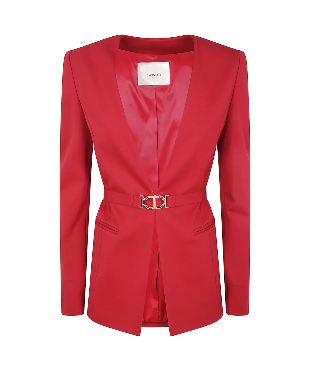 Belted V-Neck Jacket
