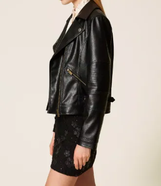 Biker Quilted-Panel Jacket