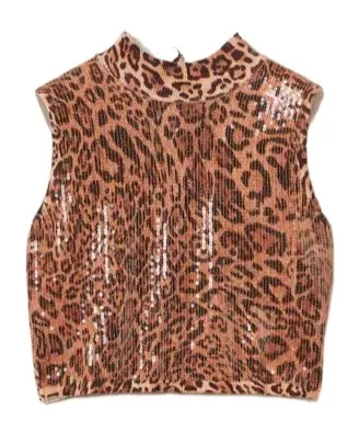 Leopard-Print Sequin-Embellished Top