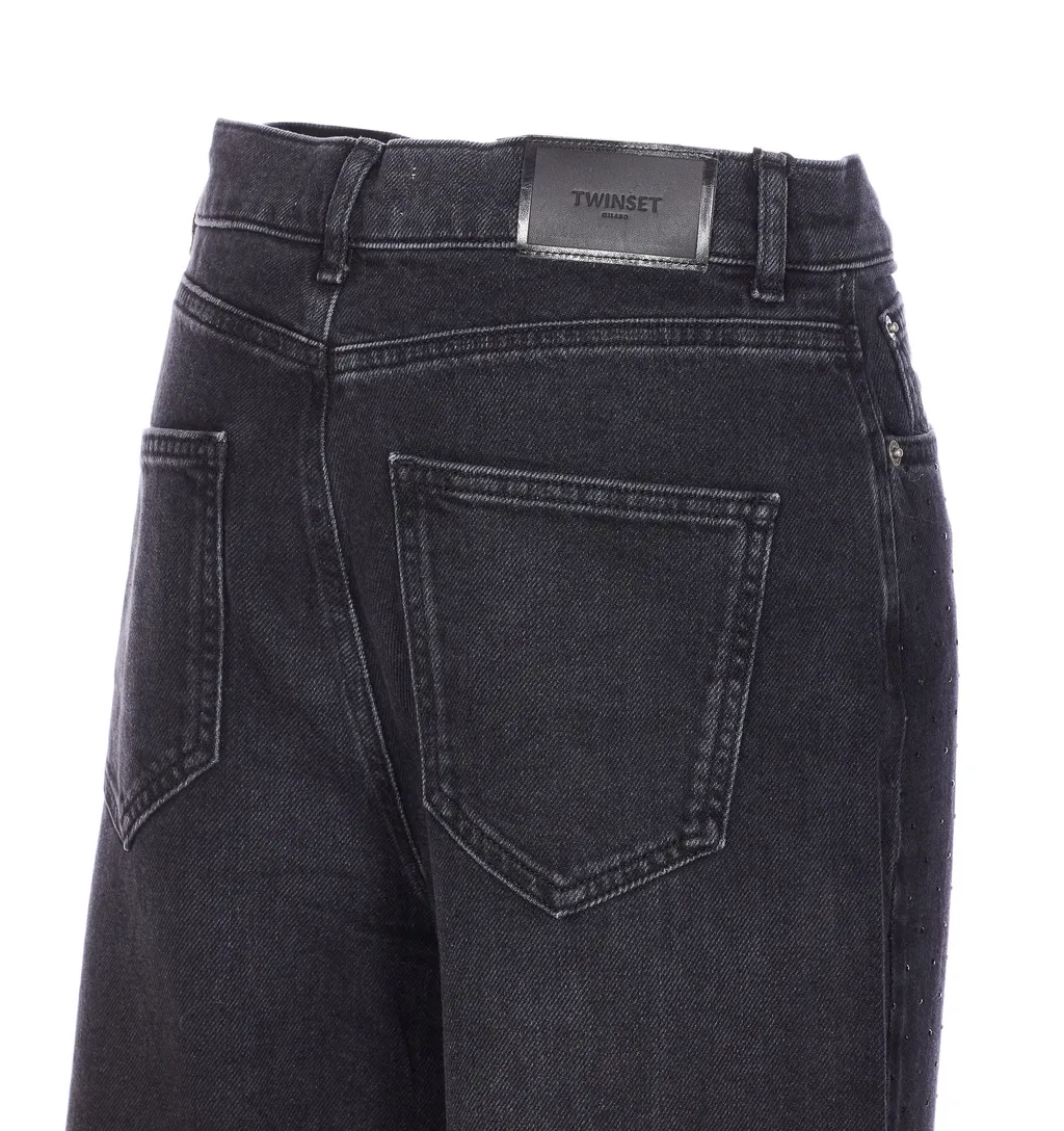 Twinset Crystal Appliqué Wide-Leg Jeans