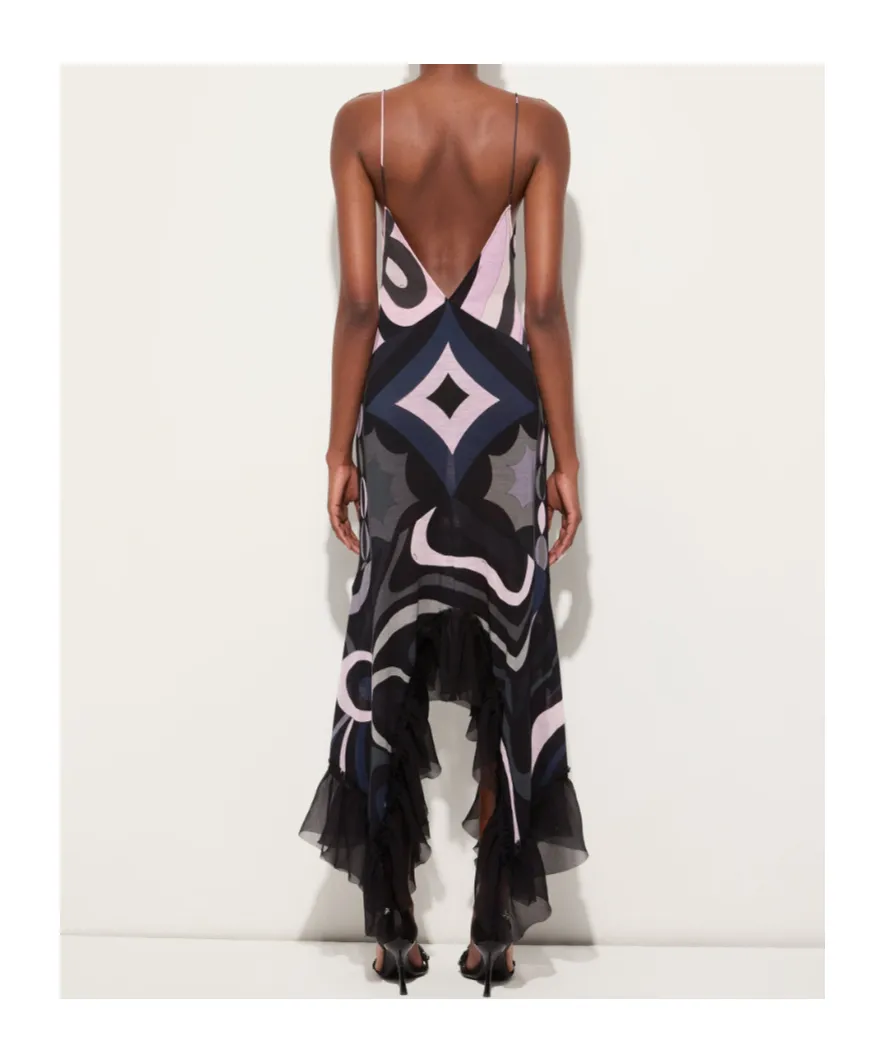 Iride-Print V-Neck Dress