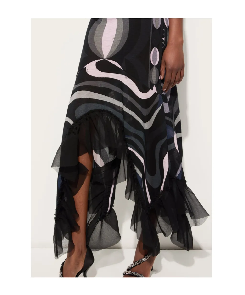 Iride-Print V-Neck Dress