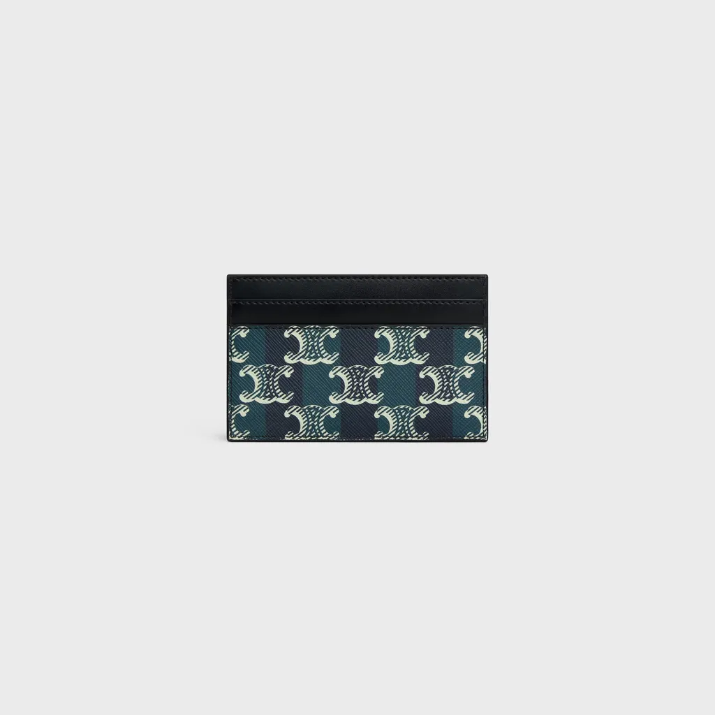 Medium Card Holder In Striped Triomphe Canvas And Calfskin
