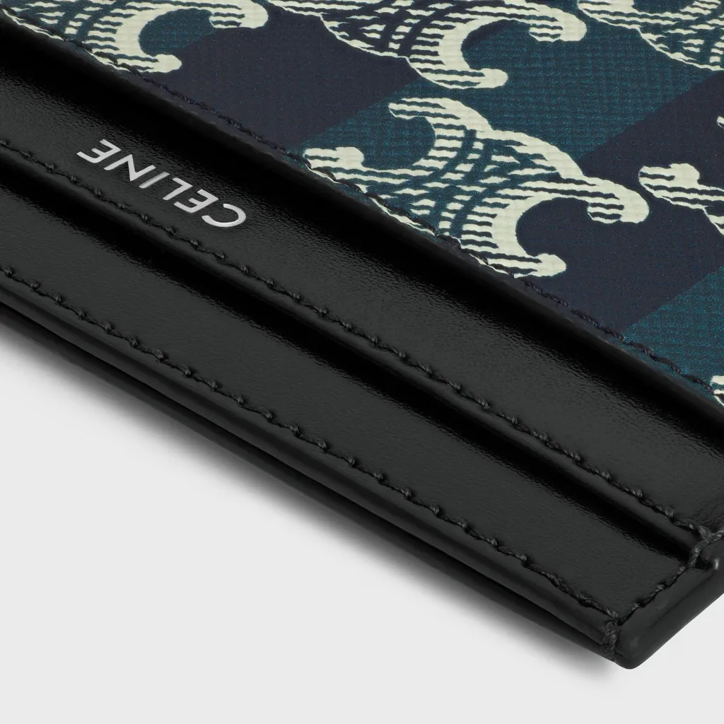 Medium Card Holder In Striped Triomphe Canvas And Calfskin