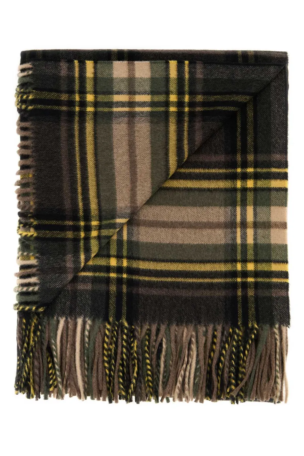Saint Laurent Checked Fringed Scarf