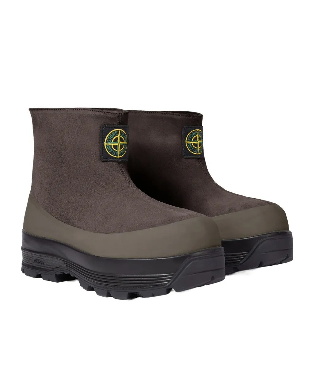 Suede Logo-Patch Ankle Boots
